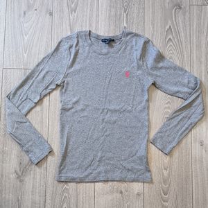 Ralph Lauren Grey Sweater with Pink Logo